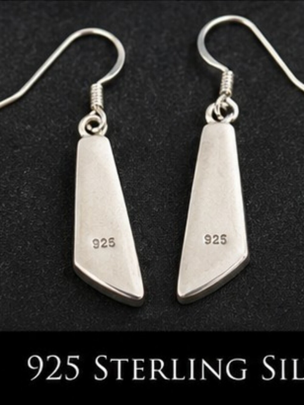 Vintage 925 Sterling Silver Genuine Black Onyx Dangle Earrings Minimalist - Picture 6 of 9